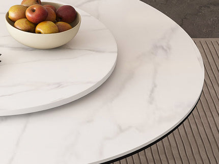 Round Dining Table With 360° Smooth Lazy Susan For Dining Room - Gold / Black / White