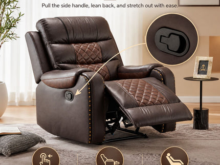 Heated Massage Recliner With Remote Control - Brown