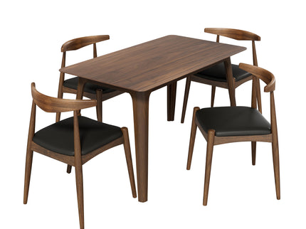 5 Piece Dining Set With 1 Table And 4 Upholstered Chairs - Walnut / Black