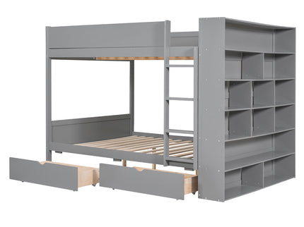 Bunk Bed With 2 Drawers And Multi Layer Cabinet