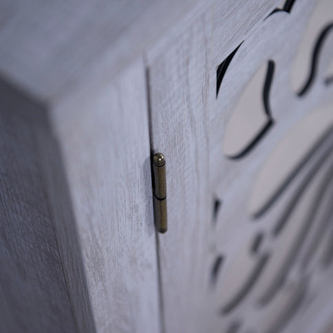 Elegant Sideboard With 2 Acrylic Mirrored Doors, Adjustable Shelf Storage