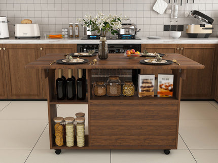 Multi Functional Folding Table With Storage Shelves And Wheels