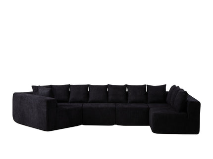 L - Shaped Modular Sofa With Deep Seat And 11 Pillows