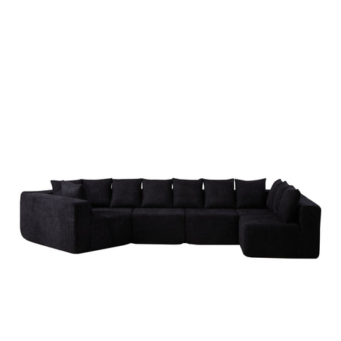 L - Shaped Modular Sofa With Deep Seat And 11 Pillows