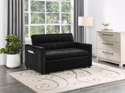 Maeve - Convertible Sleeper Loveseat With Tufting and Side Pocket - Black