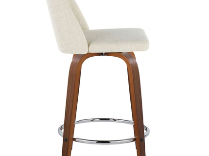 Toriano - Mid Century Modern Fixed Height Counter Stool With Swivel With Round Footrest (Set of 2)