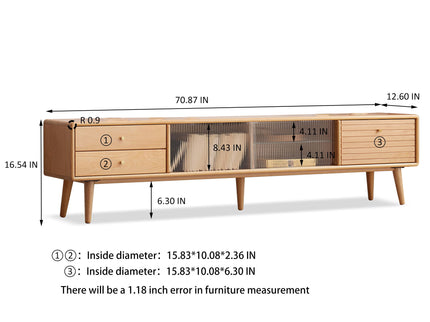 TV Cabinet With Chinese Changhong Glass Doors, Two Drawer Storage Space TV Standing