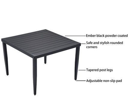 Outdoor Patio Dining Table With Tapered Feet & Umbrella Hole