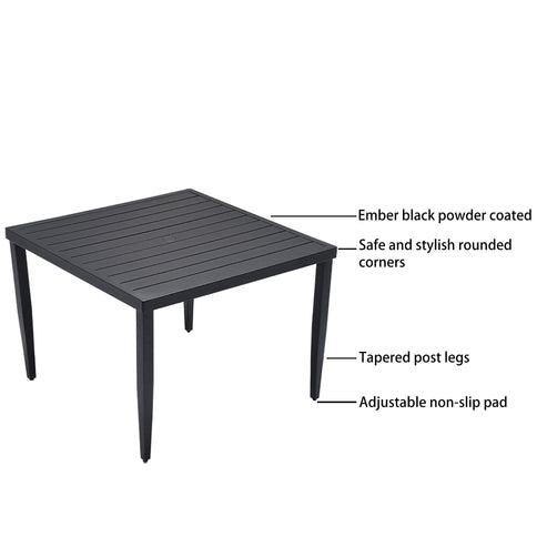 Outdoor Modern Dining Set, Chairs Sunbrella Cushioned And Dining Table With Umbrella Hole