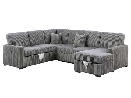 Convertible Sectional Upholstered Sleeper Sofa With Storage Chaise