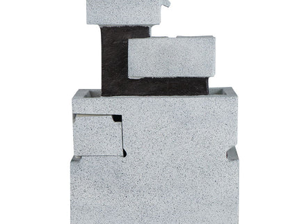 Decorative 4 Tier Block Fountain With Light, For Indoor And Outdoor - Black / Gray