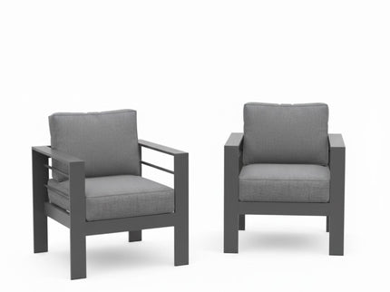 Patio Armchairs With Thick Cushions, All Weather (Set of 2) - Gray / Gray