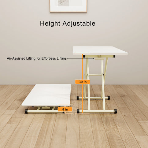 Adjustable Standing Table, Indoor & Outdoor Use, Portable With Adjustable Height - Off White / White
