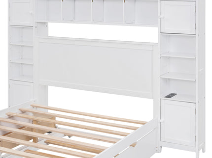 Bed With All In One Cabinet, Shelf And Sockets, Trundle