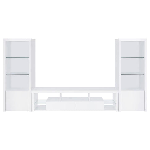Lance - 3 Piece TV Entertainment Center With Shelves - Gloss White