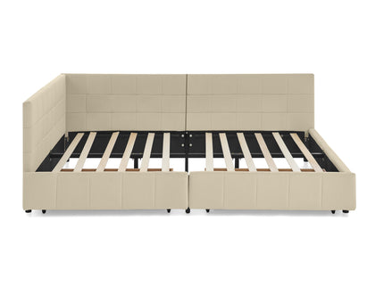 Upholstered Storage Tufted Bed Frame With Backrest And Armrests