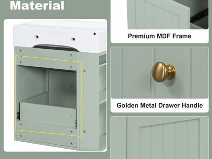 Modern Bathroom Vanity With Sink, Storage Cabinet, Drawer & Side Shelf