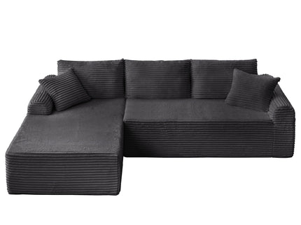 Modular Sectional With Arched Armrests, Includes 3 Back Cushions & 2 Throw Pillows