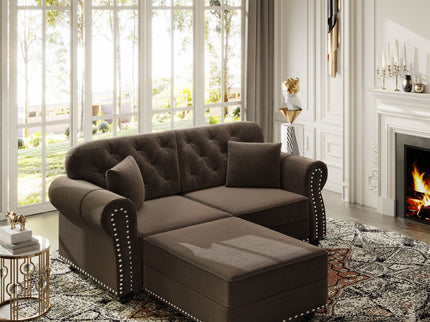 Upholstered Sofa Set With Nailhead Trim And Rolled Armrests, Includes Pillows