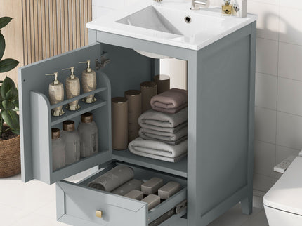 Bathroom Vanity With Sink, Soft Closing Cabinet Door, Storage Rack And Drawer