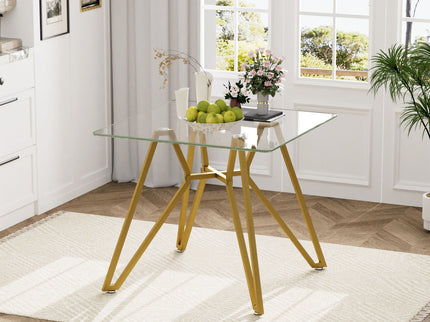 Modern Glass Dining Table With Metal Legs