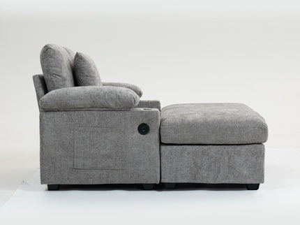 Modern Oversized Chair With Ottoman, Cupholders And USB Charging Ports