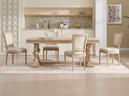 Dining Chairs Upholstered With T - Shaped Back (Set of 2) - Beige