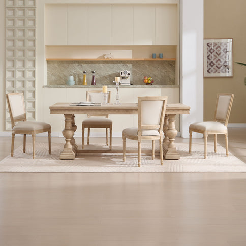 Dining Chairs Upholstered With T - Shaped Back (Set of 2) - Beige