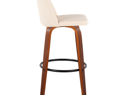 Toriano - Mid Century Modern Fixed Height Barstool Swivel And Round Footrest (Set of 2)