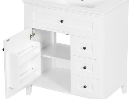 Bathroom Vanity With Sink, 3 Drawers And Adjustable Shelf
