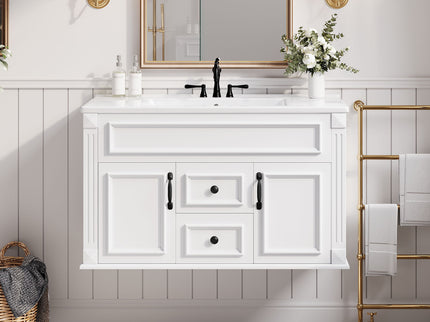 French Simple Style Wall Mounted Bathroom Cabinet With Sink