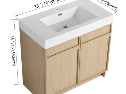Freestanding Bathroom Vanity With Resin Sink & Soft Close Cabinet Doors