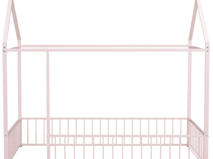 Metal Bed House Bed Frame With Fence