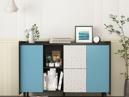 Modern Sideboard Buffet Cabinet With Doors And Unique Panel Styling