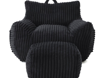 Giant Bean Bag Chair With Armrests And Footstool