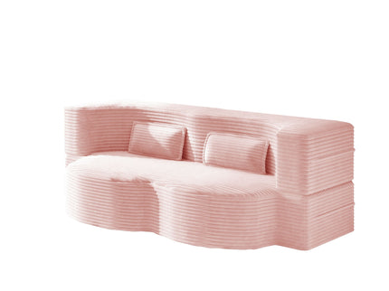 Modern Floor Sofa With 2 Pillows, Convertible Twin Size Folding Mattress For Living Room
