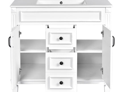 Bathroom Vanity With Top Sink, Basin On Cabinet With 2 Soft Closing Doors And 2 Drawers