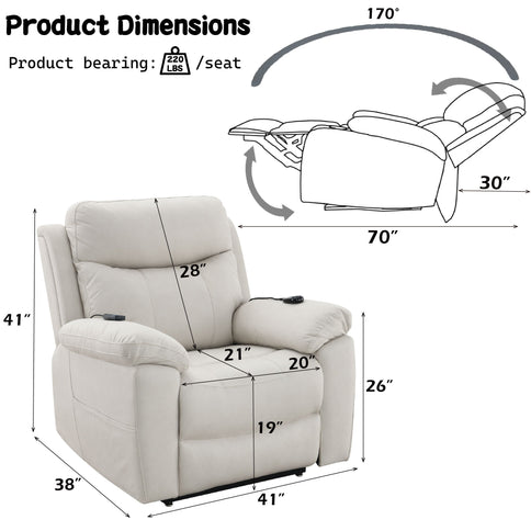 Chriki - Polished Power Motion Recliner With Lift Heating Massage Chair