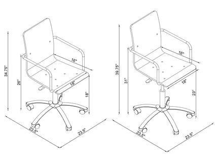 Clear Office Chair With Caster Wheels Futuristic Design, Adjustable Height - Clear