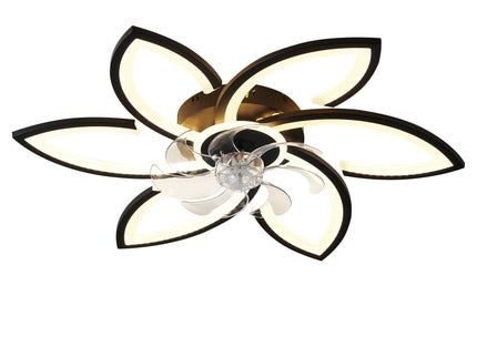 30" Flower 6 Speed Ceiling Fan With Remote Controlled LED Lights, Low Profile Flush Mount Fan
