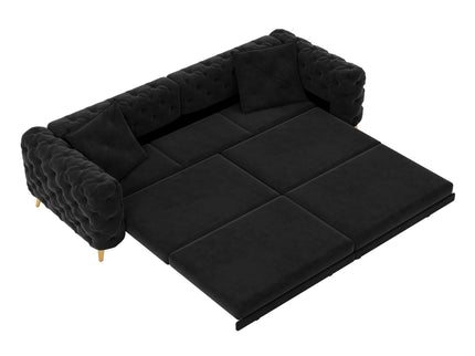 3 In 1 Convertible Sleeper, Deep Seat Pull Out Sofa Bed, Button Tufted