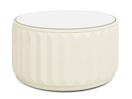 Facino - Round Storage Coffee Table - White Birch