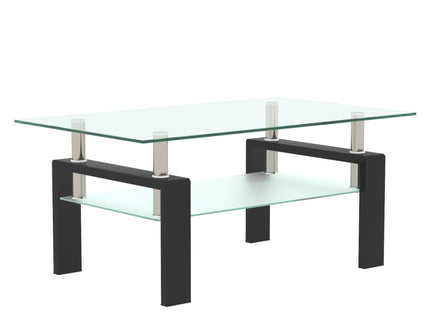 Modern Rectangular Coffee Table With Tempered Glass Top