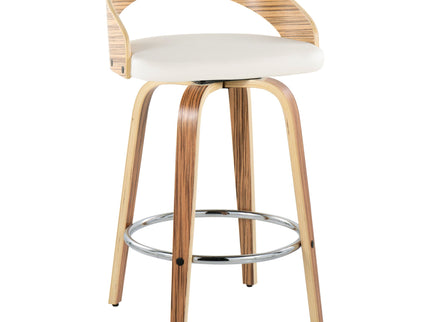 Grotto - Mid Century Modern Fixed Height Counter Stool With Swivel With Round Footrest (Set of 2)