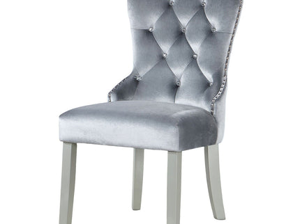 Upholstered Wingback Dining Chair (Set of 2) - Dark Gray / Silver