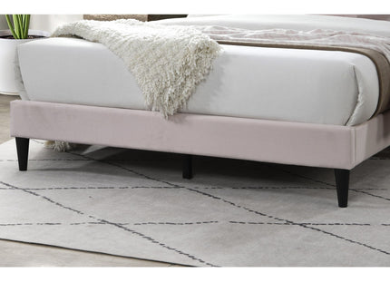 Elegant Bed With Upholstered Headboard, Platform Base