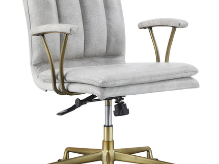 Damir - Vintage Top Grain Leather Office Chair - Antique White / Vintage