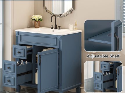 Bathroom Vanity With Sink, Cabinet With 2 Drawers And Adjustable Shelf
