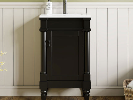 Bathroom Vanity With Sink, Storage Cabinet With Door, Drop In Sink, Compact Freestanding Design