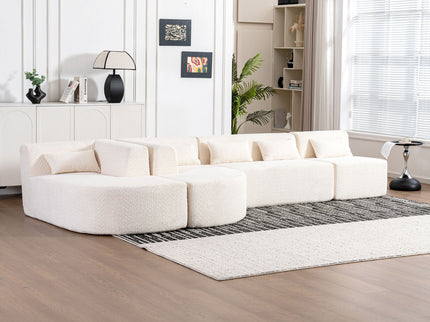 Upholstered Sofa Free Combined Sofa Couch With 2 Chaise Lounge And Five Back Pillows For Living Room